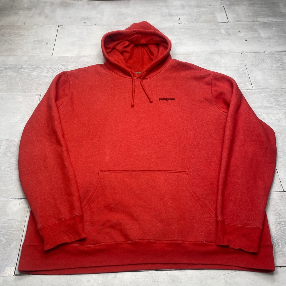 Patagonia P-6 Logo Uprisal Hoody Mens 3XL Red Recycled Fleece Pullover 39619